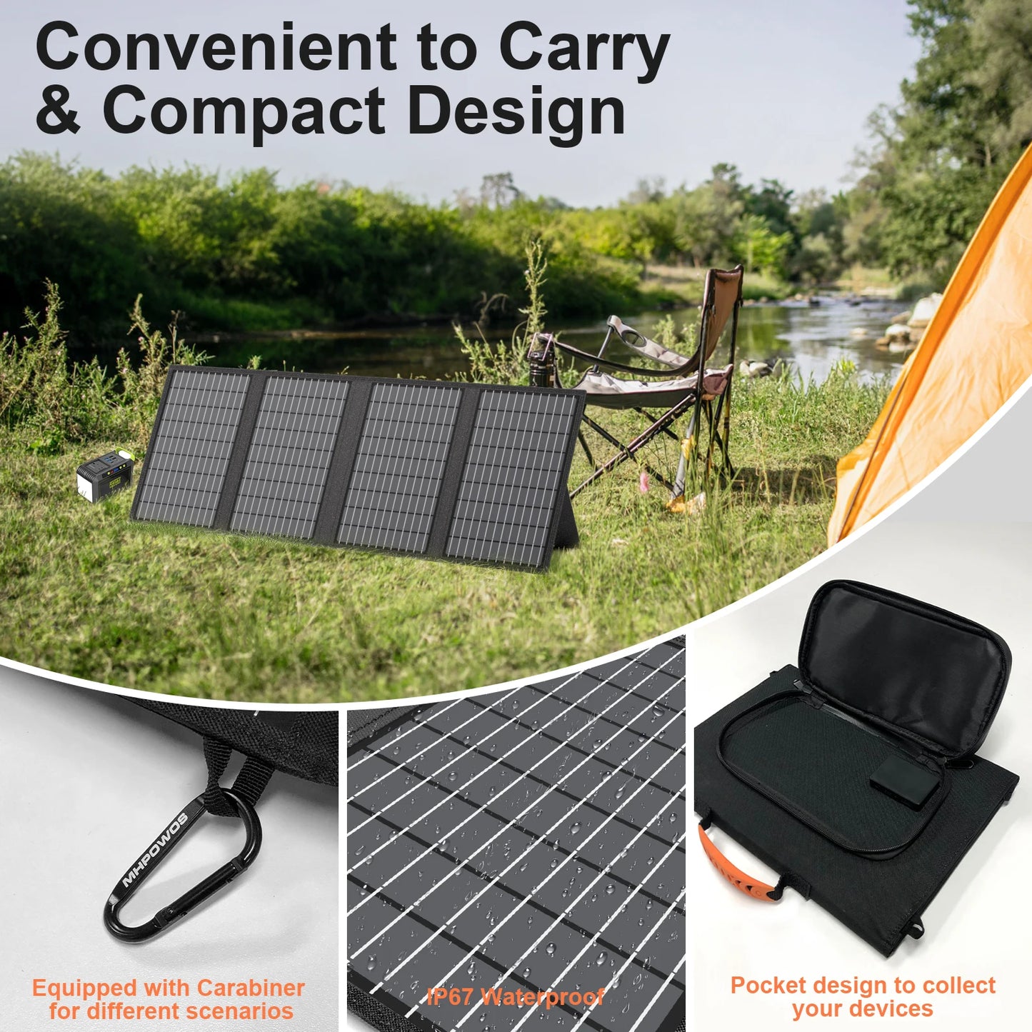 MHPOWOS Solar Battery Charger for Powerbank USB C Foldable Panel