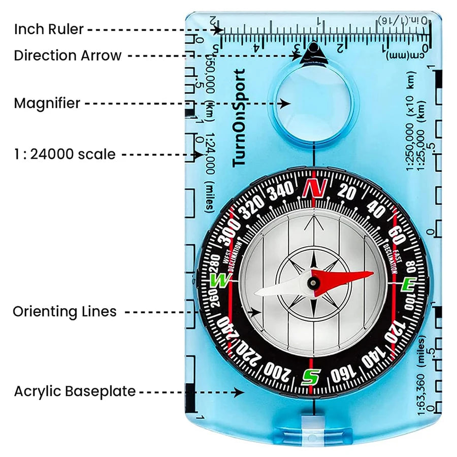 Waterproof Camping Compass for Outdoor Navigation and Map Reading