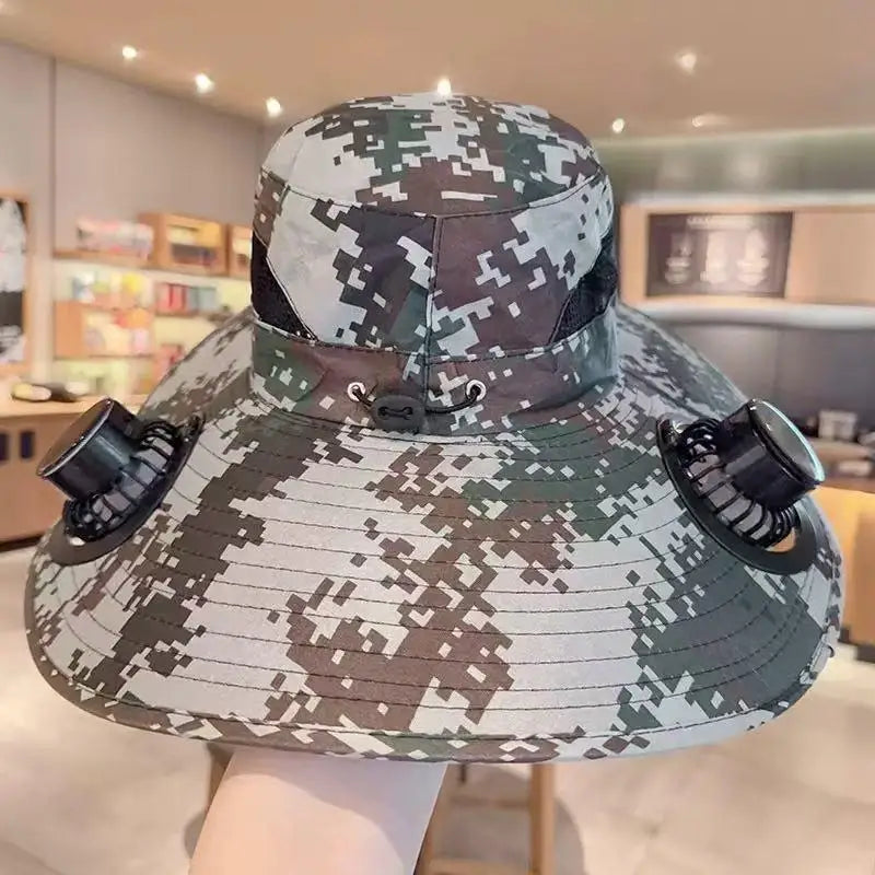 Solar Powered Fan Quick Dry Bucket Hat USB Charging For Men Outdoor