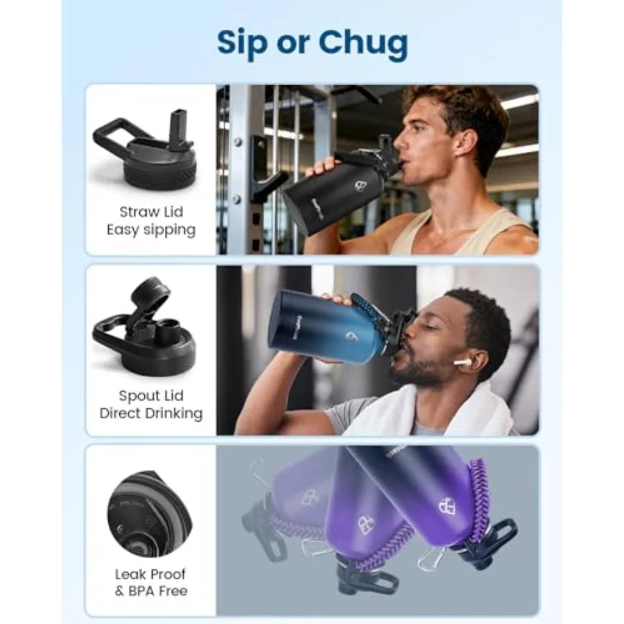 Insulated Vacuum Stainless Steel Water Bottle Keeps Cold 48 Hours