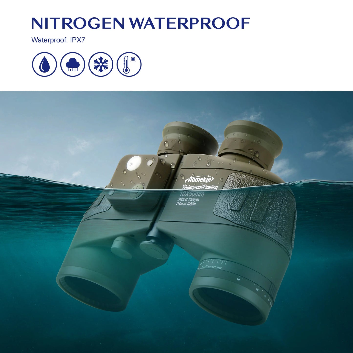 HD Marine Binoculars With Rangefinder Compass BAK4 FMC Lens