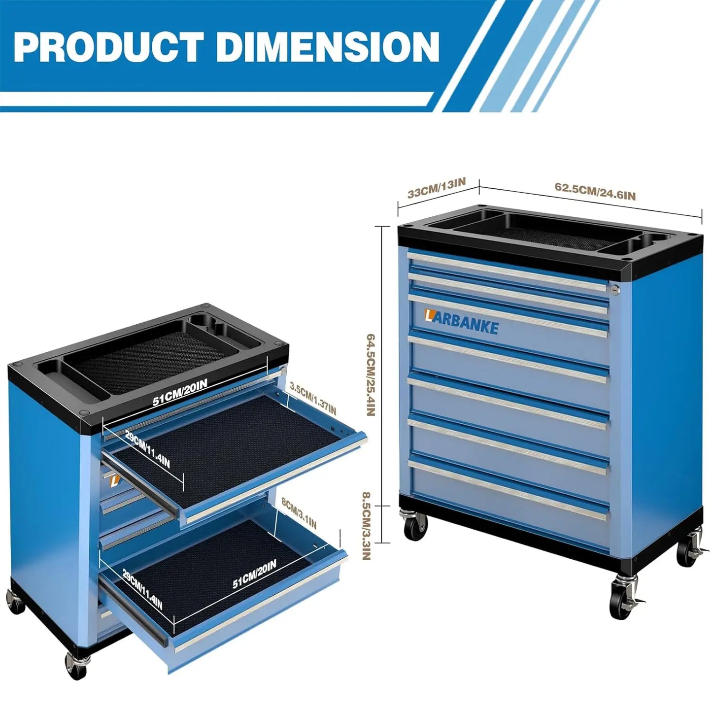 7-Drawer Rolling Tool Chest with Lock&Keys and Swivel Casters,Tool Chest with Multi-Sizes Drawers and, Customized