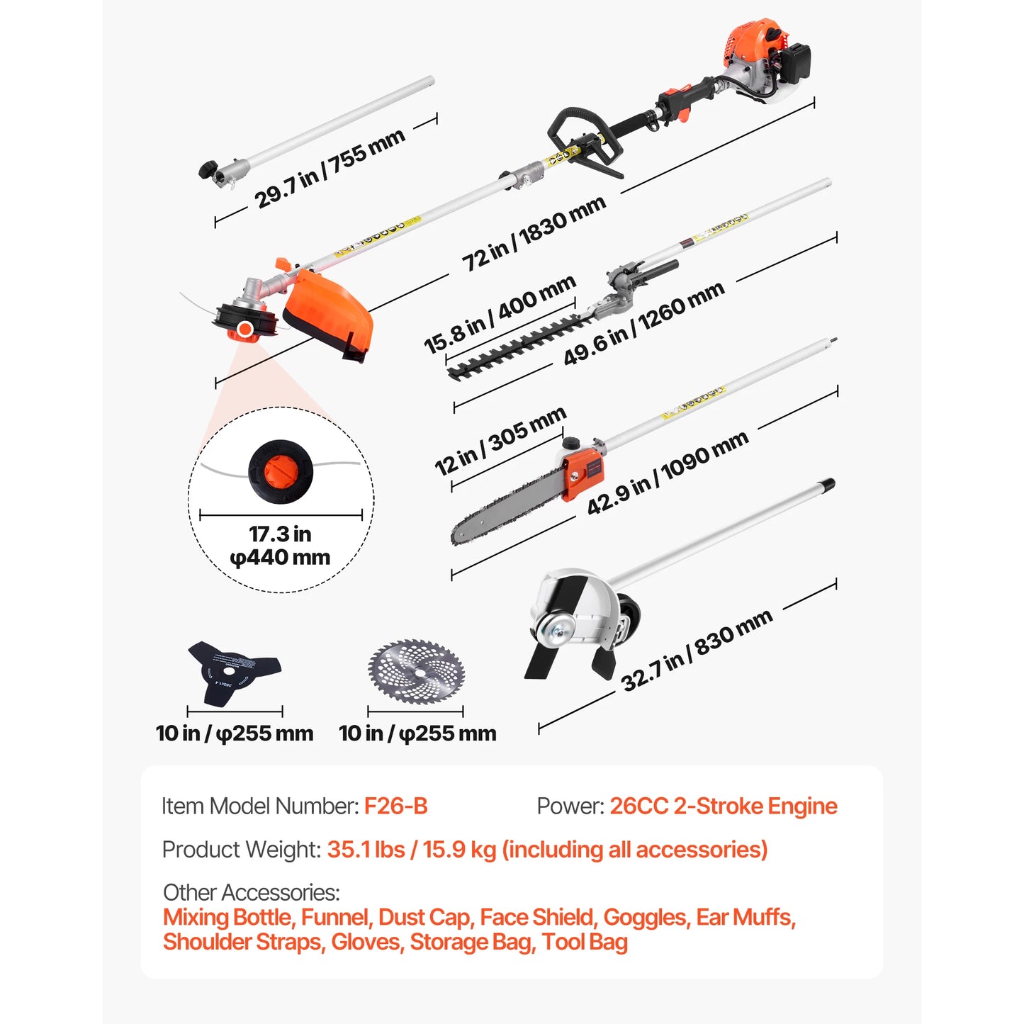 SucceBuy Gas Hedge Trimmer 2 Cycle Handheld Weed Eater Set