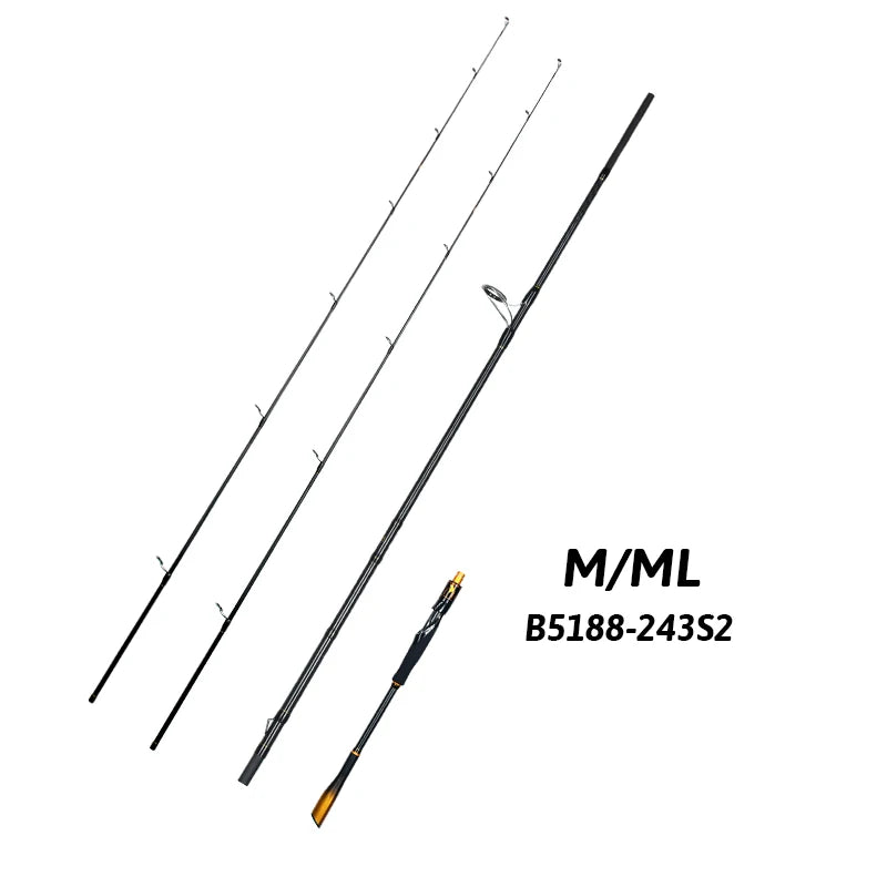 BIUTIFU Spinning Casting Fuji Guide 2 Section Carbon Baitcasting Rod 7 To 80g