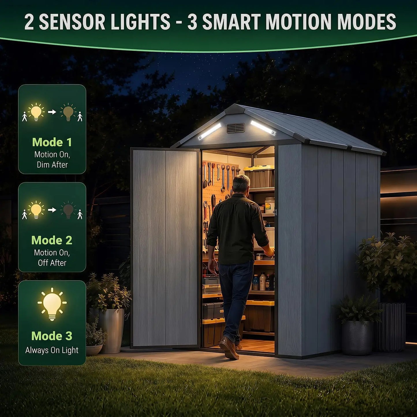 4x6ft Heavy Duty Resin Storage Shed, All Weather Plastic, Reinforced Floor & Magnetic Suction, Custom