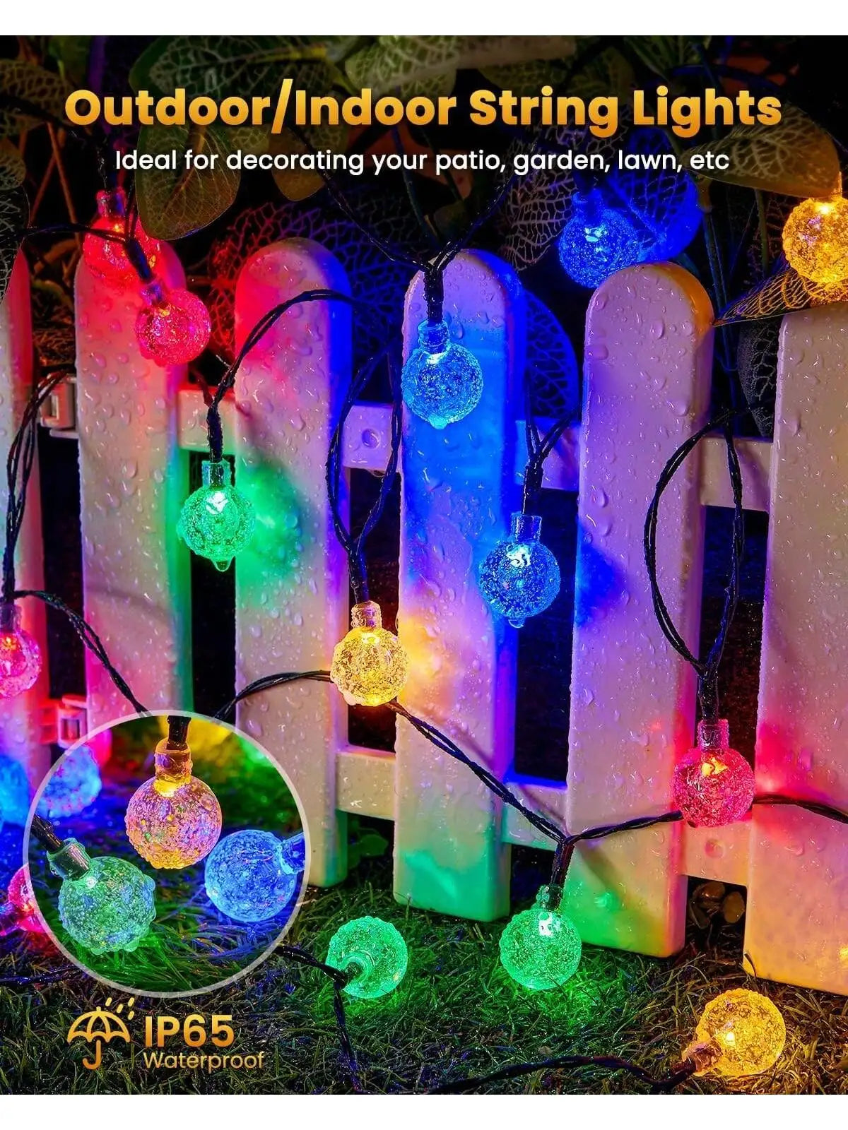 Solar String Lights Outdoor Waterproof, 2 Pack Total 120 LED 73 FT, Solar Powered Patio Lights with 8 Lighting Modes for Garden Yard Porch Wedding Party Decor