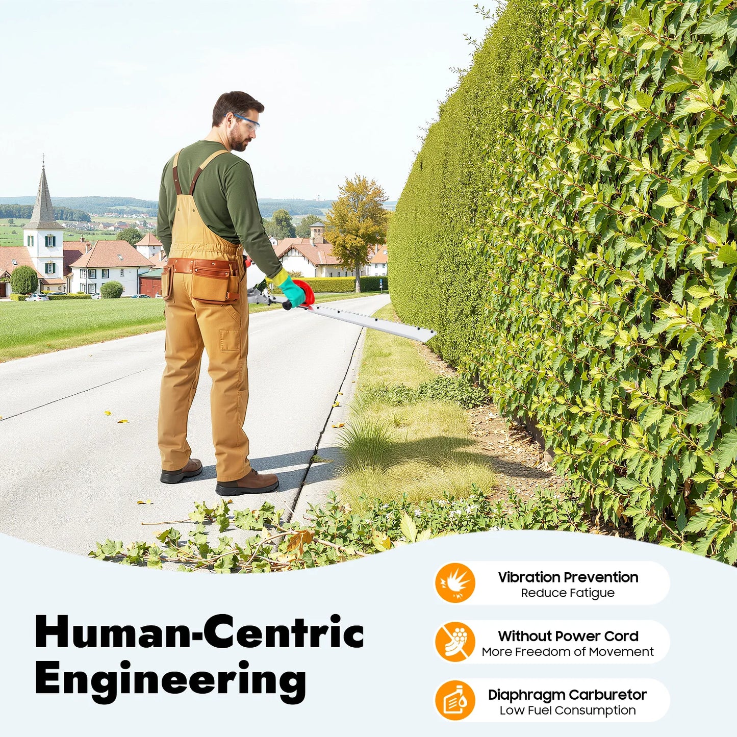 Bymaocar Hedge Trimmer 22.5cc Gas Single Blade Pruning Tool