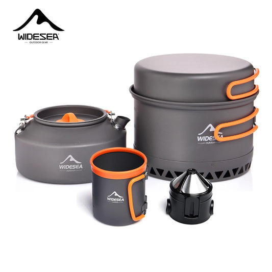 Widesea Outdoor Camping Cookware Set Pots Kettle Coffee Cups Tableware
