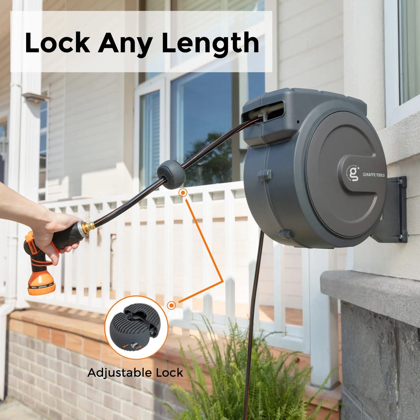 Giraffe Tools AW30 Garden Hose Reel Retractable Wall Mounted