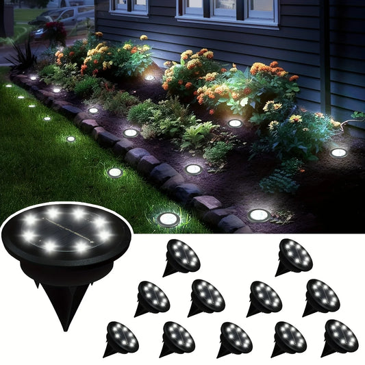 Solar Underground Landscape Lights 12 Pack Embedded Installation White LED