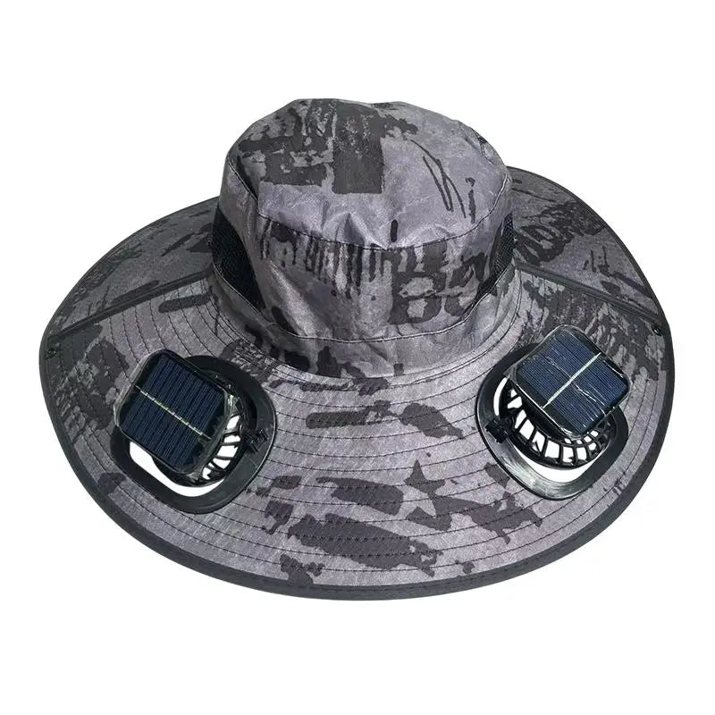Solar Powered Fan Quick Dry Bucket Hat USB Charging For Men Outdoor