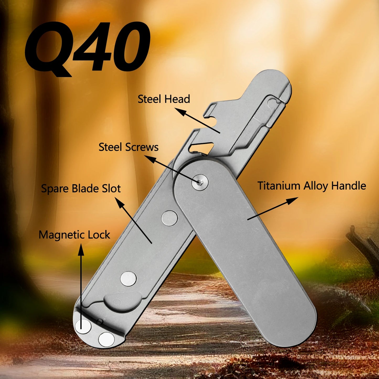 TGZUO Titanium Alloy Folding Knife Outdoor Utility Box Cutter SK5 Blades