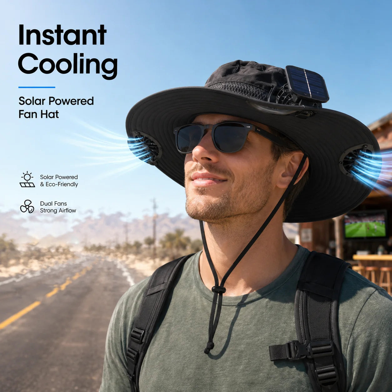 Solar Powered Dual Fan Sun Hat With UV Protection Outdoor