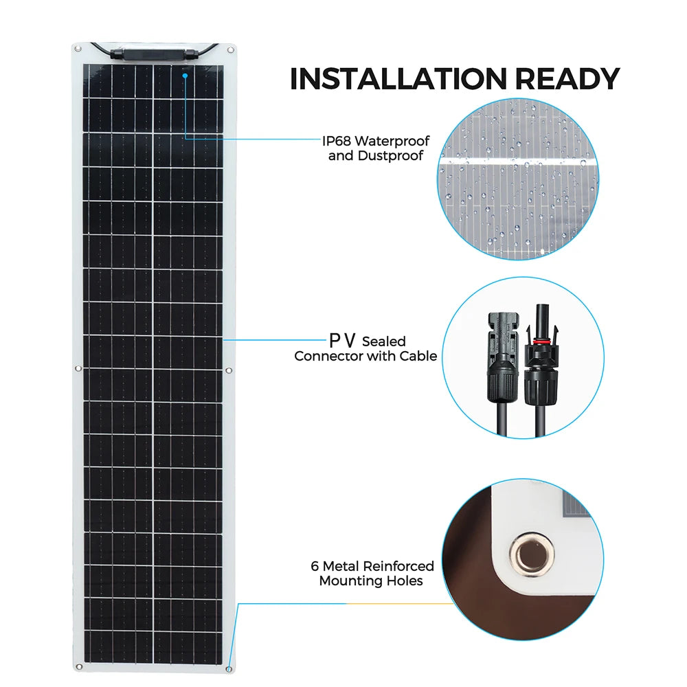 WUZECK 50W Solar Panel Kit for 12V 24V Systems Outdoor