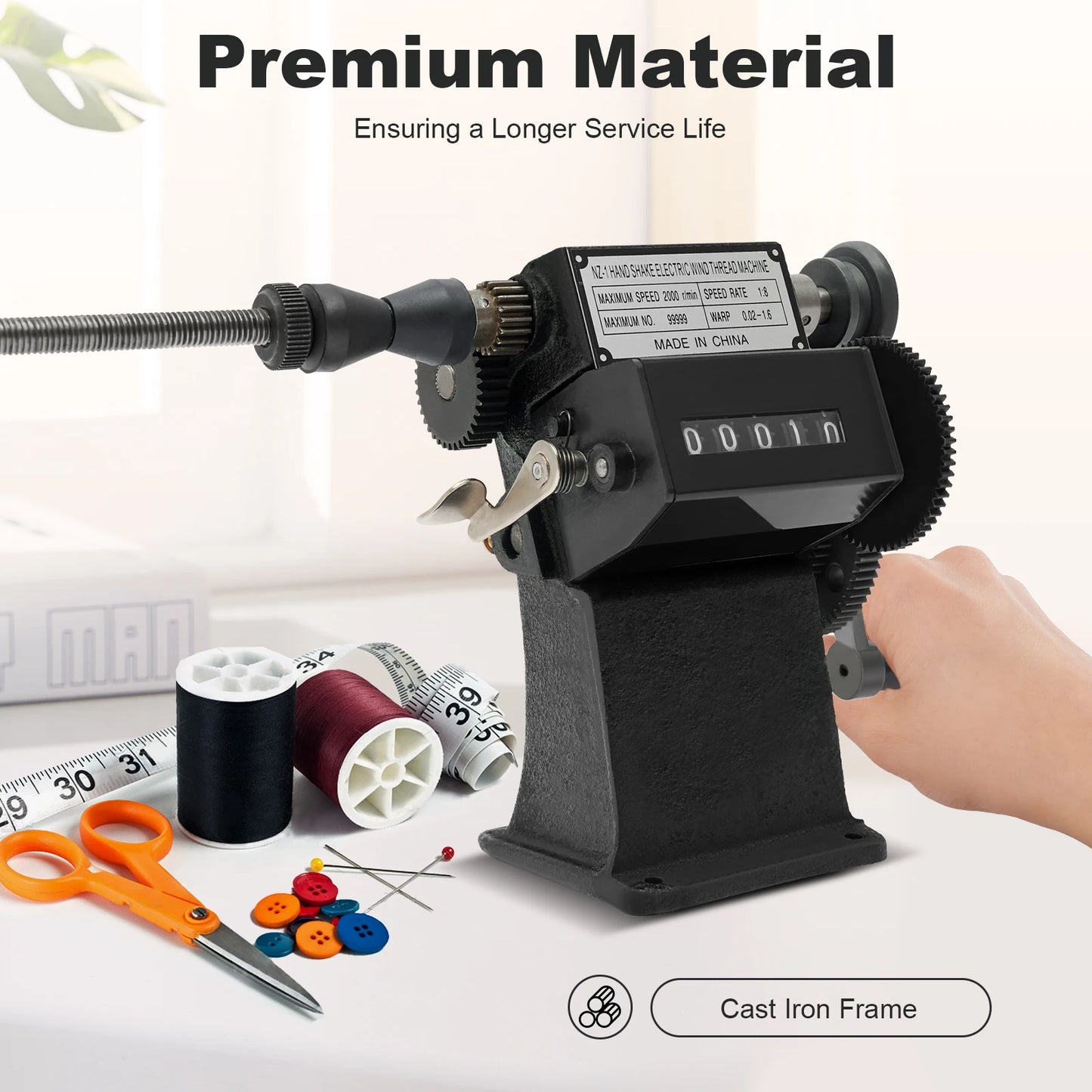 Fishing Line Spooler With Counting Machine Cast Iron Frame