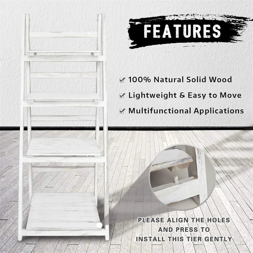 4 Tier Plant Stand Stand For Flowers Wooden Storage Shelf Flower Shelf Planter Rack Indoor Display Stand Multiple Flower Pot