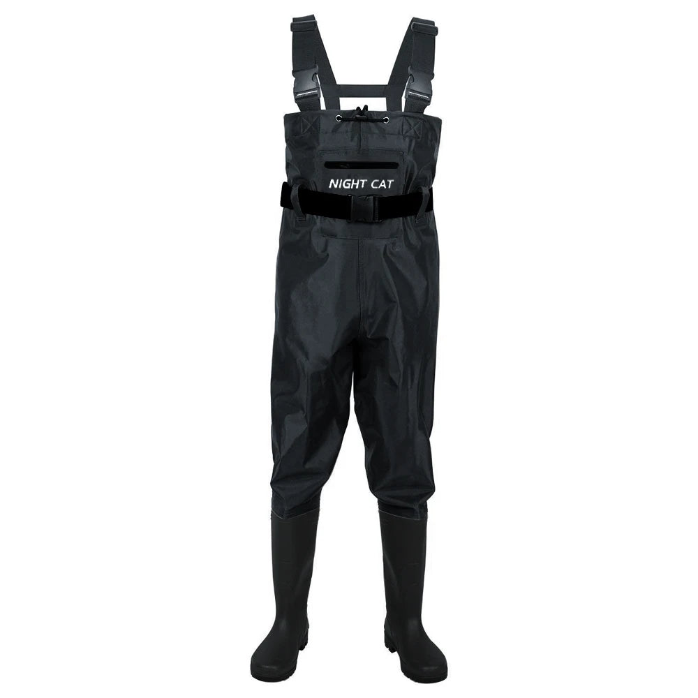 Unisex Waterproof Nylon PVC Chest Waders With Anti Slip Boots