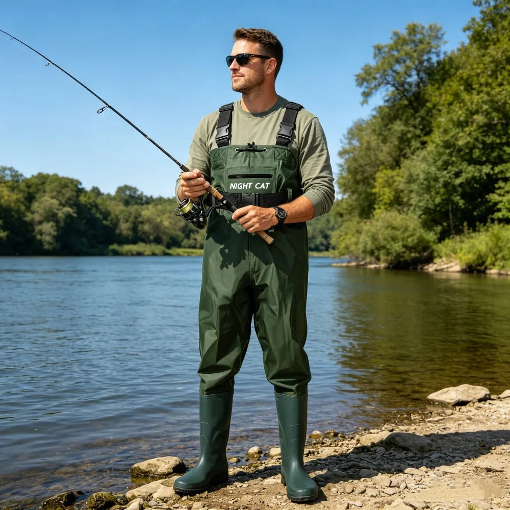 Night Cat Unisex Chest Wader Waterproof Fishing Gear With Boots
