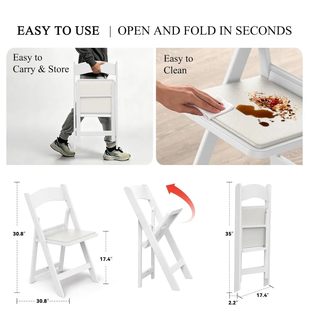 4 Pieces Lightweight Water-Proof Padded Seat Folding Chairs For Garden & Patio & Events & Wedding, Custom