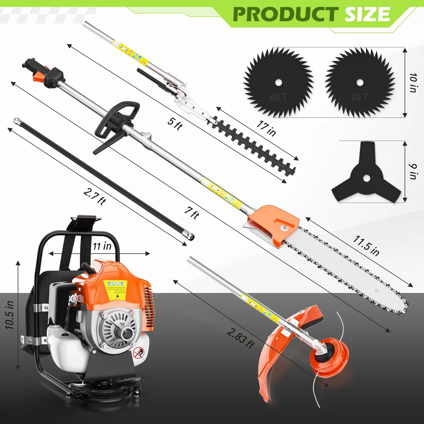 Gasoline Powered 6 In 1 Hedge Trimmer For Lawn Care