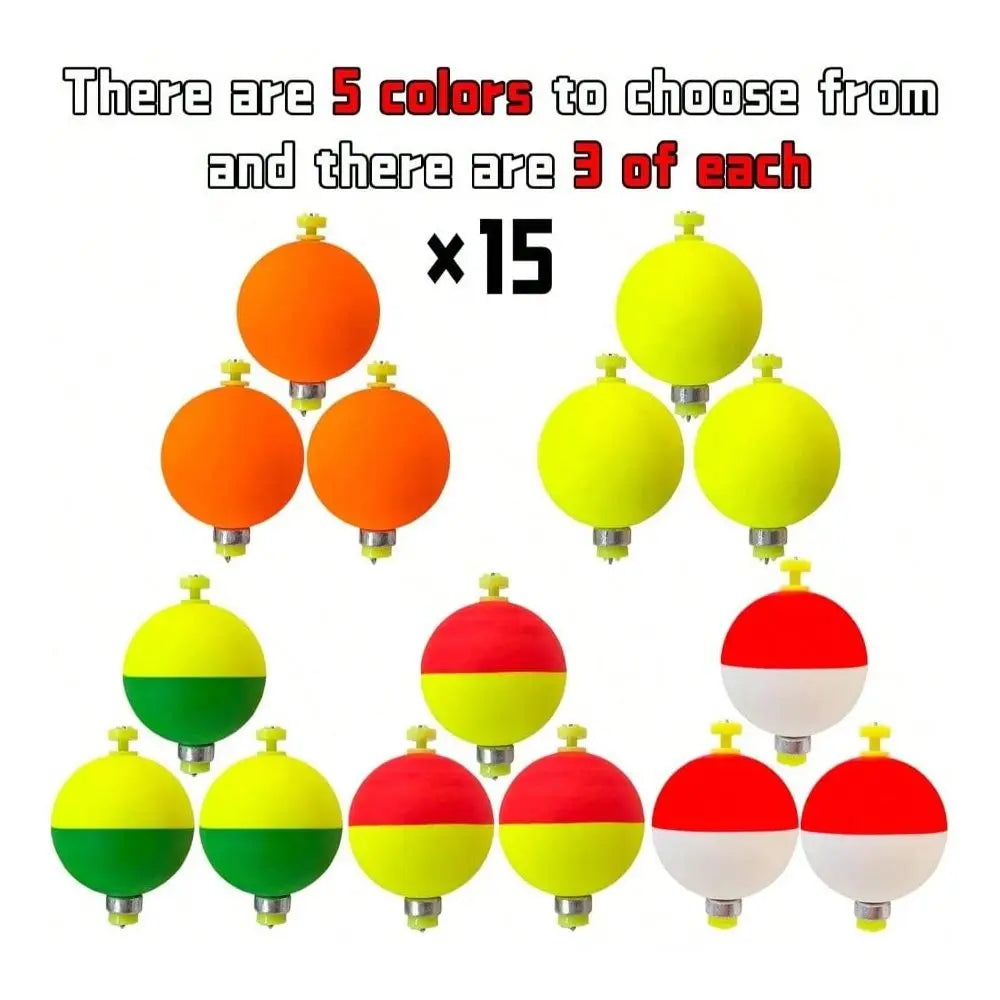 Weighted Fishing Bobbers Set Foam Floats With Push Button Spring