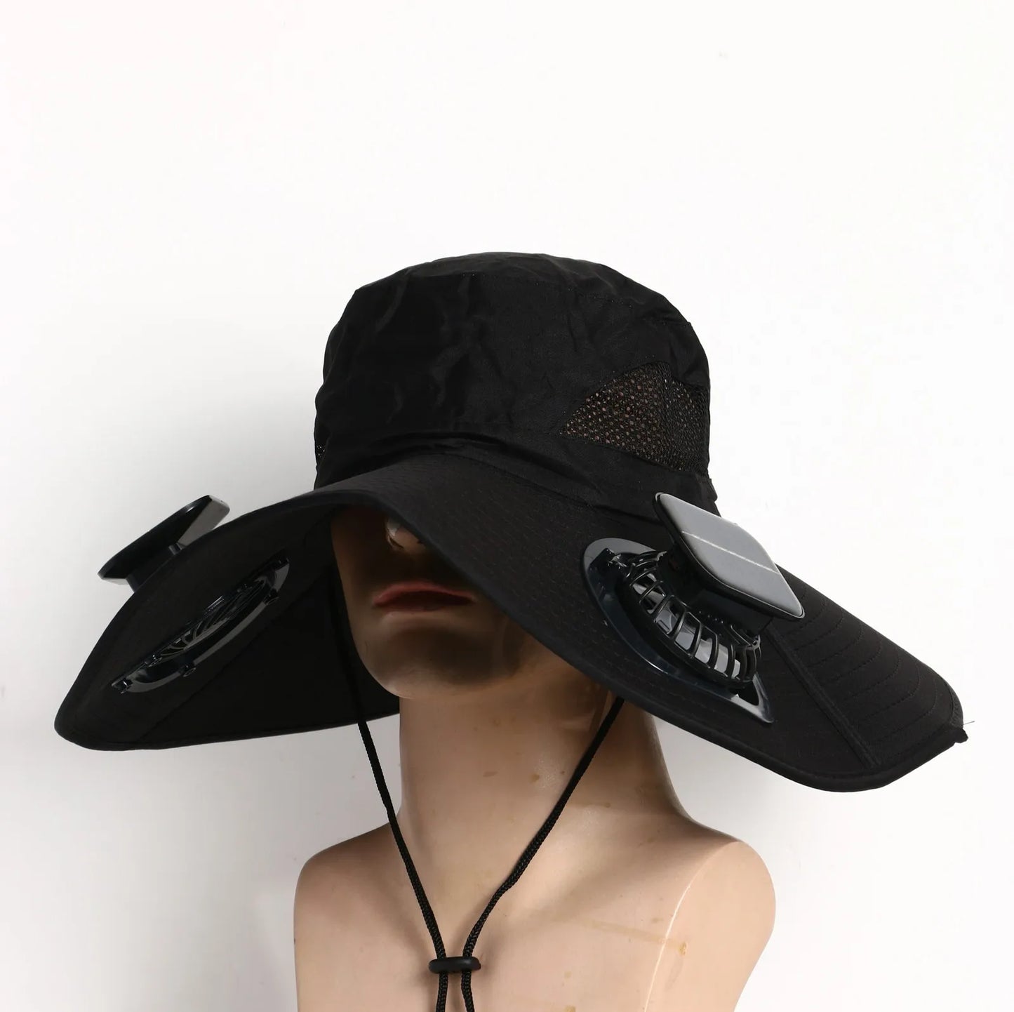 Unisex Outdoor Wide Brim Double Fan Hat With Solar USB