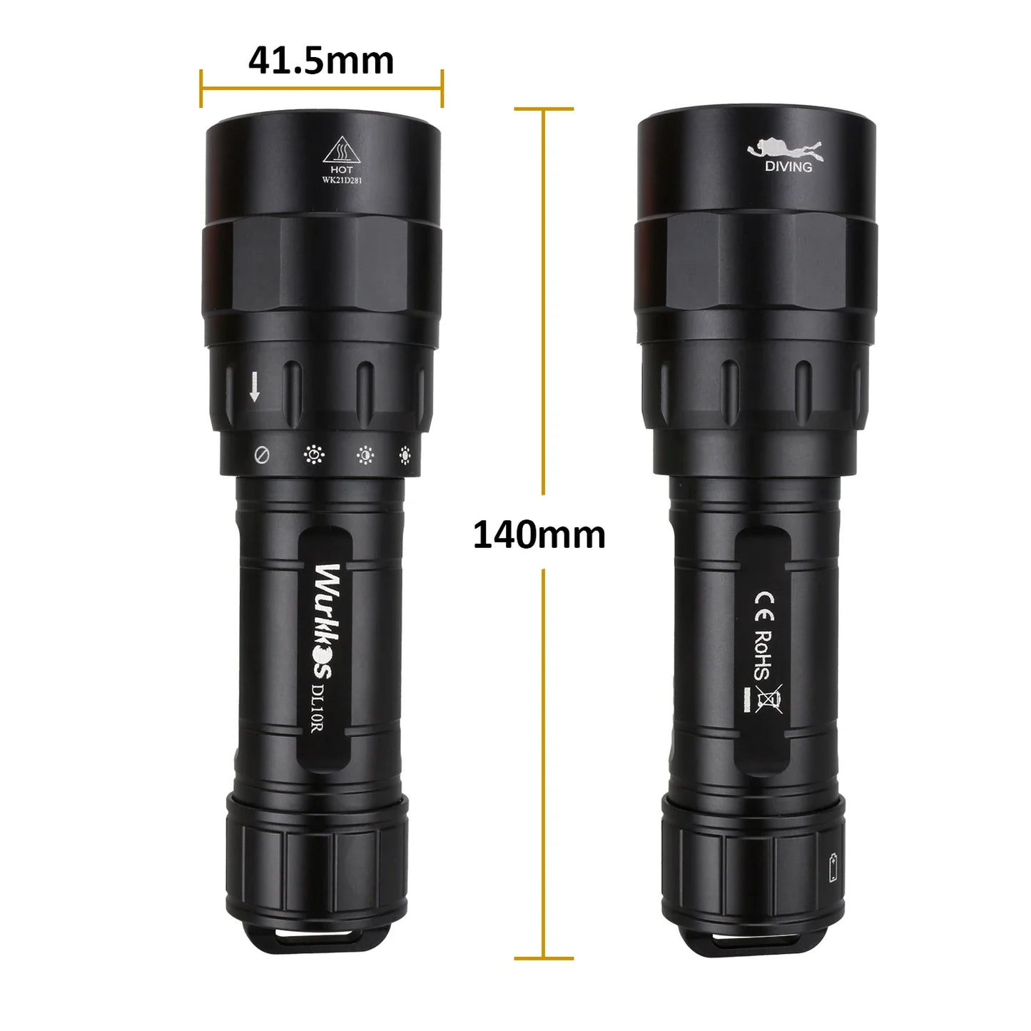 Wurkkos DL10R XHP70.2 Scuba Diving Torch 4500lm USB-C Rechargeable