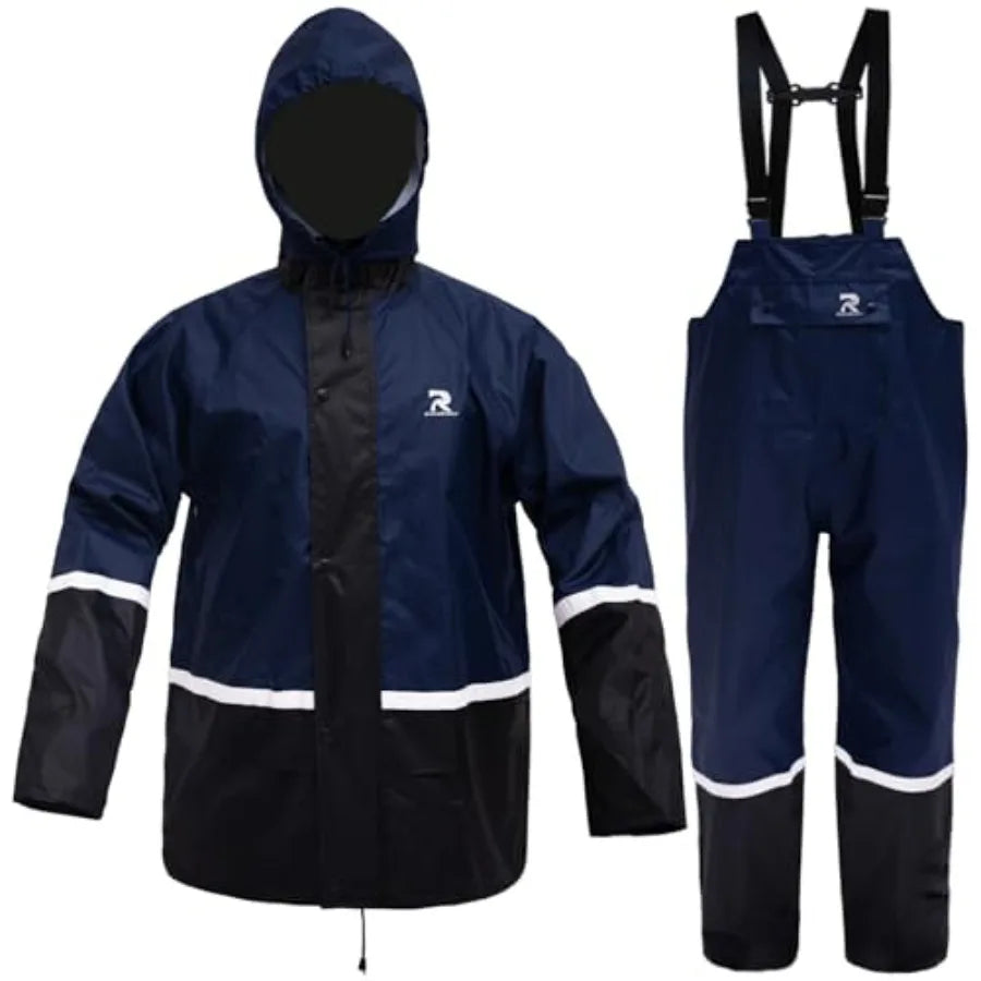 Waterproof High Visibility Rain Gear for Men Jacket and Bib