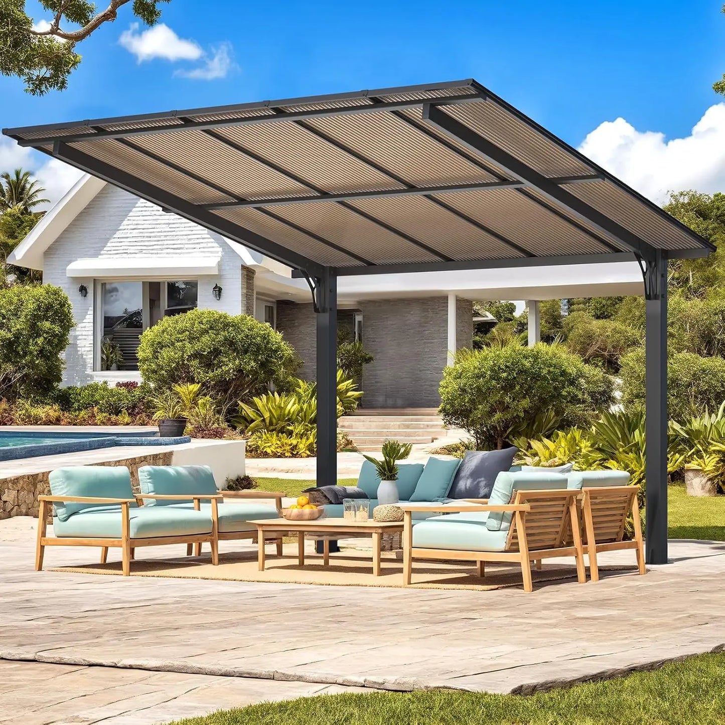 10' x 10' Outdoor Wood Ceder Gazebo for Patio, Outdoor Lean to Hardtop Pergolas and Gazebos Clearance, Wall Mounted, Customized