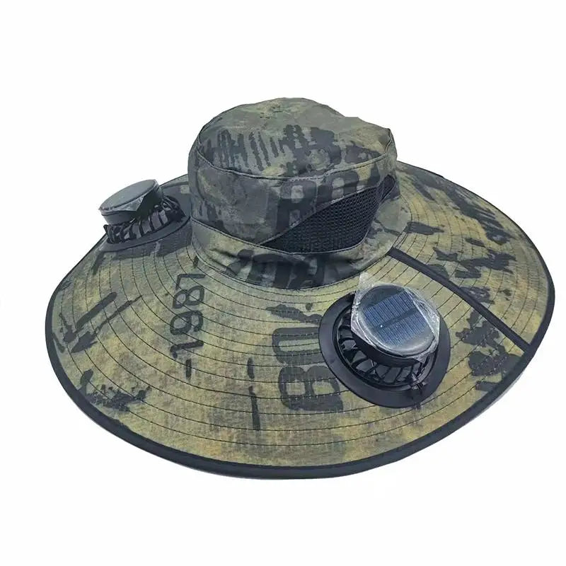 Solar Powered Fan Quick Dry Bucket Hat USB Charging For Men Outdoor
