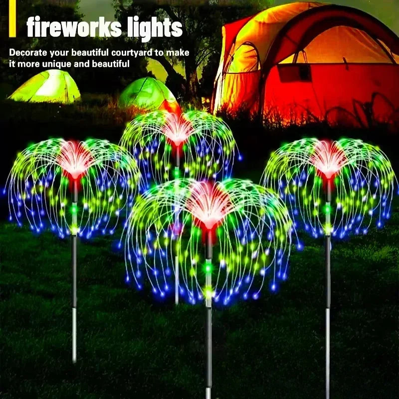 Solar Firework LED Lights 60 LED Outdoor Garden Pathway Waterproof 8 Modes