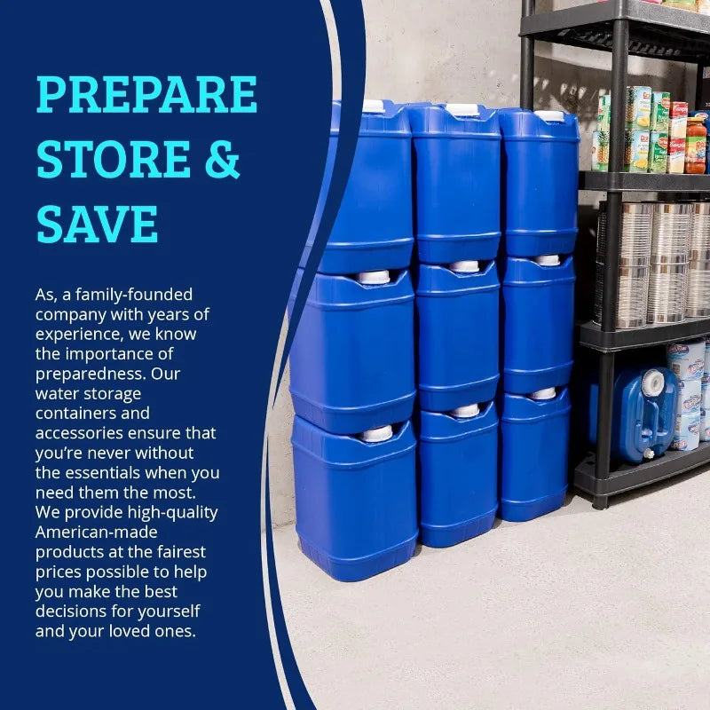 Stackable 5 Gallon Water Storage Containers For Emergency Preparedness