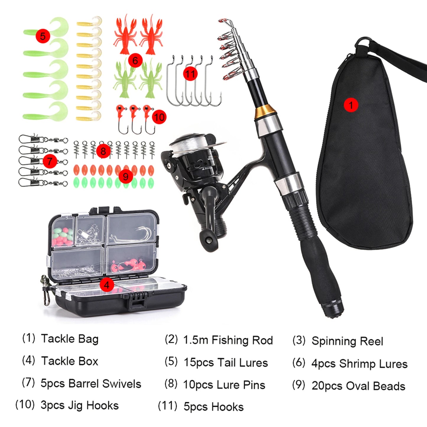 Telescopic Fishing Rod And Spinning Reel Combo With Storage Bag