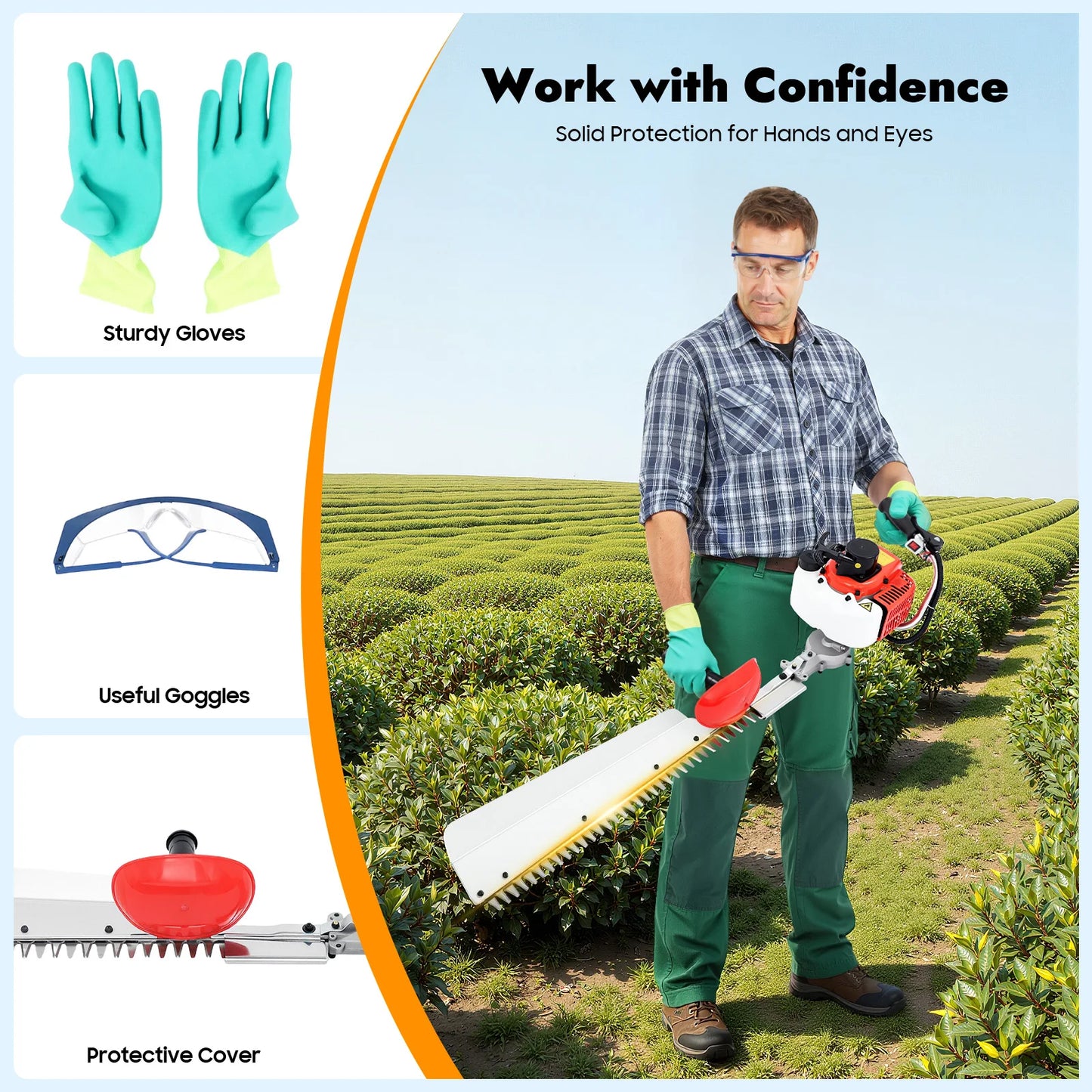 Bymaocar Hedge Trimmer 22.5cc Gas Single Blade Pruning Tool