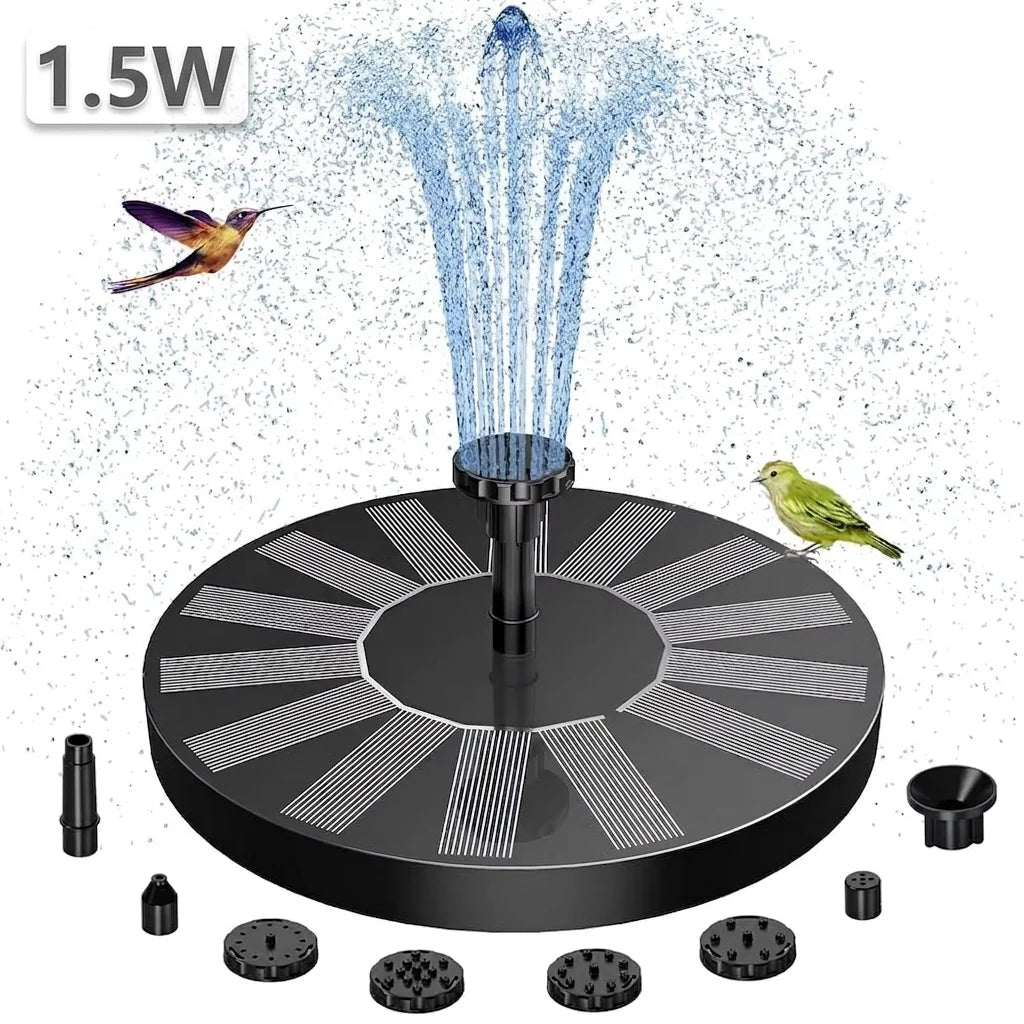  Solar Fountain with 6 Nozzles and 4 Crash Bars, High Water Spray&Stable Floating Solar Water Fountain Suitable for Bird Bath Garden Pond Fish Tank, Ideal Outdoor Landscape Decor