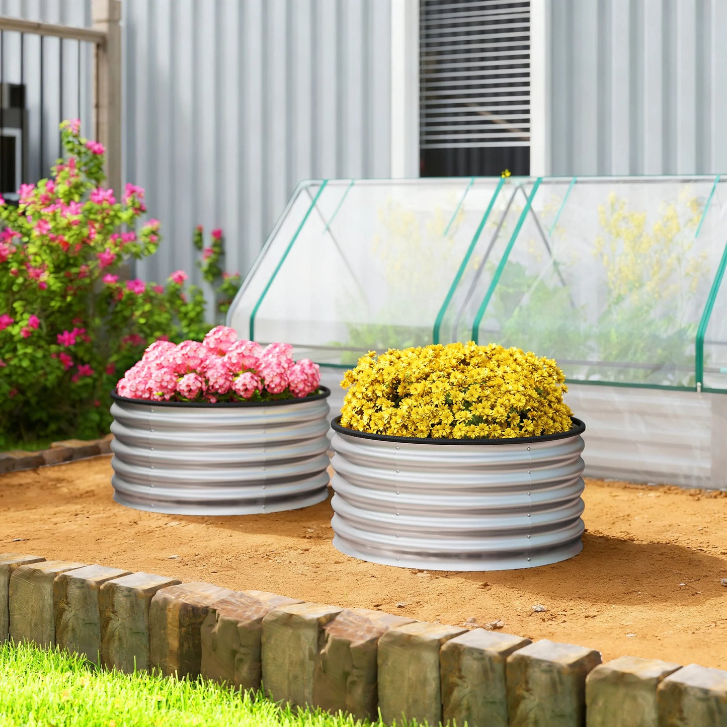 Raised Garden Bed Galvanized Planter Boxes Set of 2