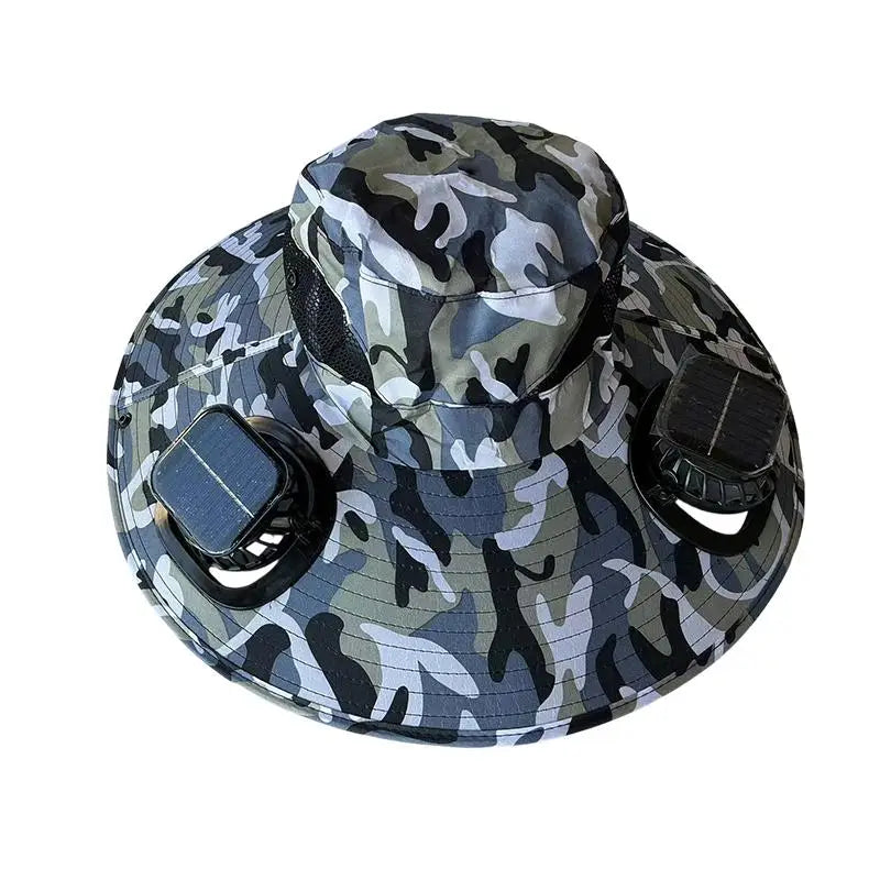Solar Powered Fan Quick Dry Bucket Hat USB Charging For Men Outdoor