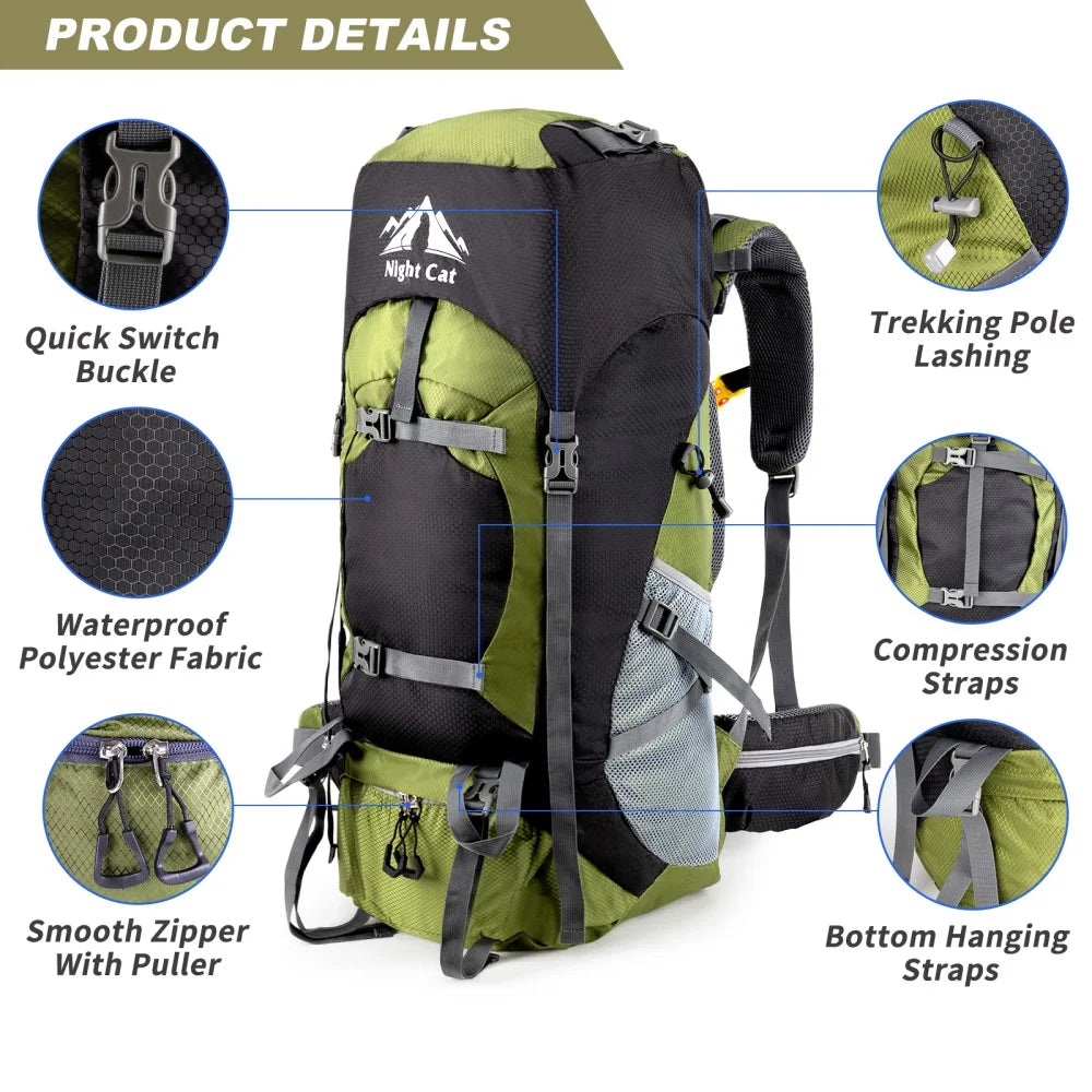 Night Cat Unisex Hiking Backpack Waterproof All Seasons Outdoor Daypack