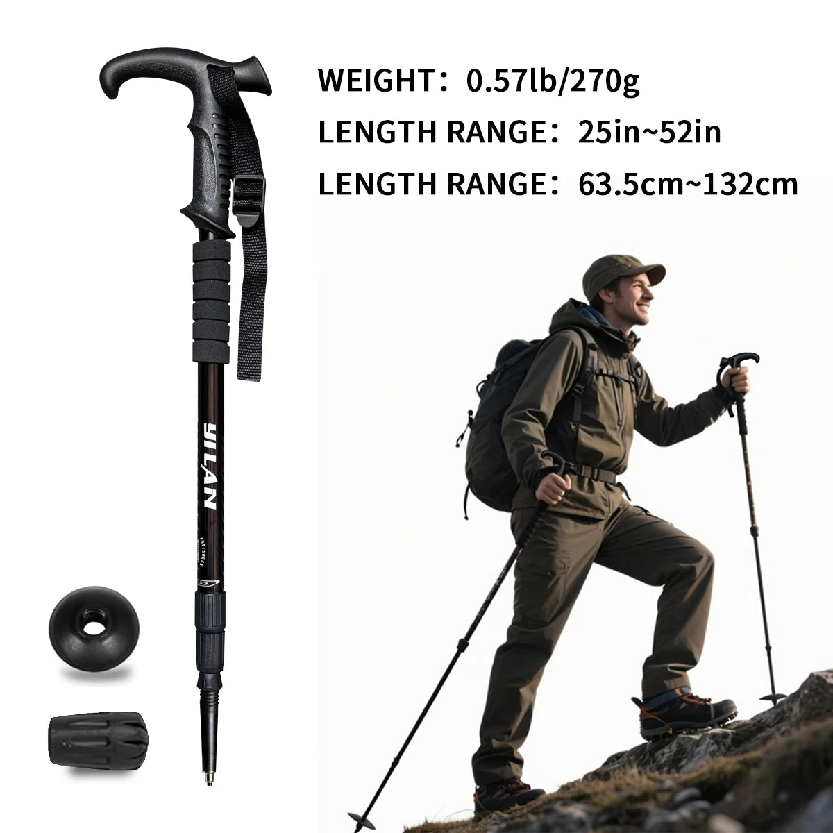 Ultralight Aluminum Hiking Poles With Shock Absorption And Quick Lock