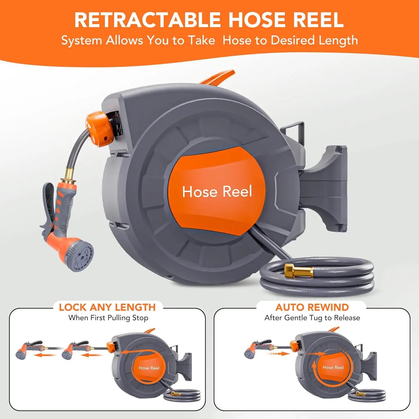 TWISTER.CK Retractable Garden Hose Reel With Nine Function Sprayer