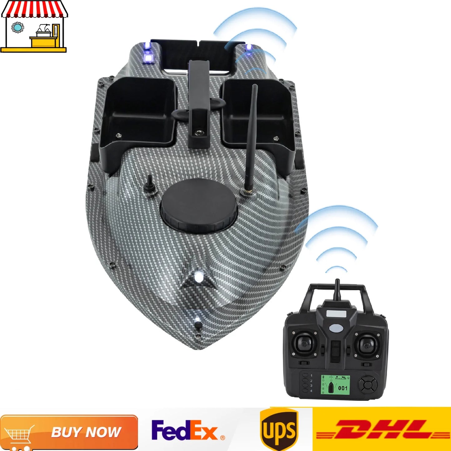 Rechargeable GPS Fishing Bait Boat With 2 Batteries