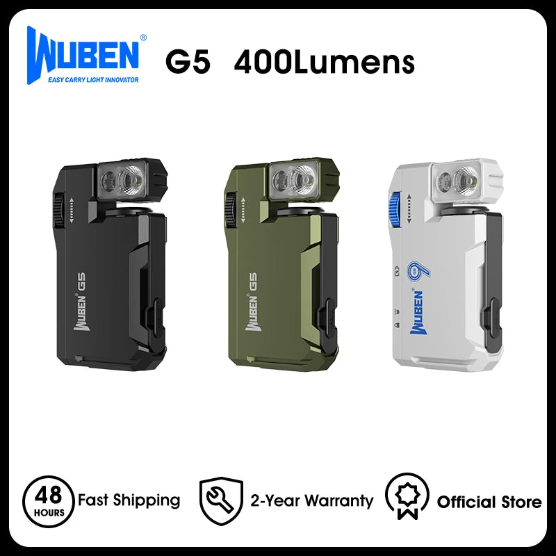 WUBEN G5 Rechargeable EDC Flashlight 400 Lumens RGB Light