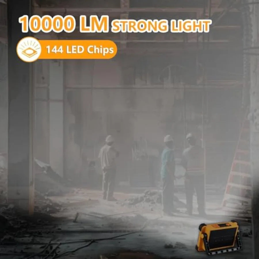 2 Pack Solar Rechargeable Work Light 144 LED 10000LM IP66