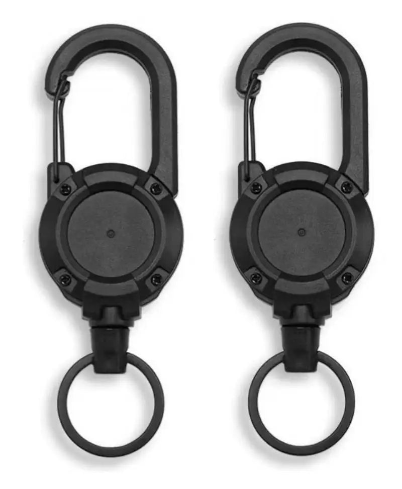 Retractable Heavy Duty Carabiner With Steel Wire Rope Buckle Keyring