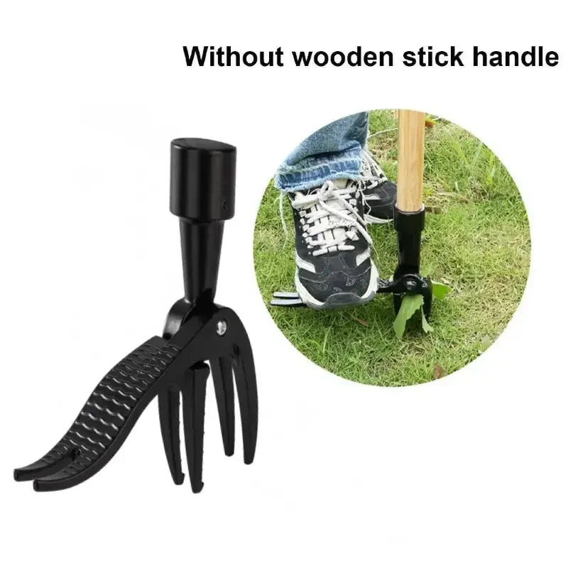 Stainless Steel 4-Prong Weed Puller With Adjustable Handle