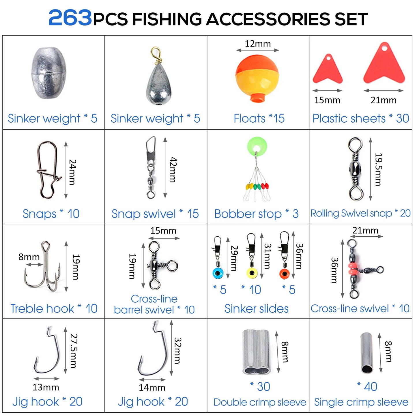 Docooler 263 Piece Fishing Accessories Set Tackle Box