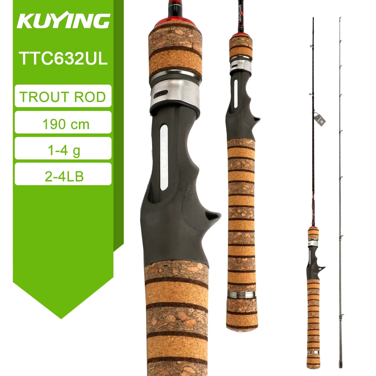 Kuying Teton Spinning Casting Rod BFS Pole Carbon 0.8-8g 1-8lb Fuji Parts