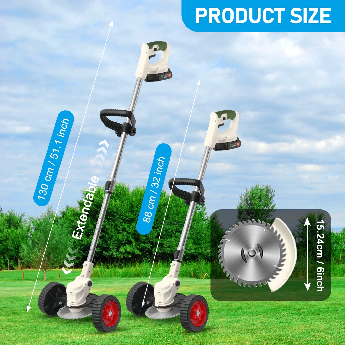 21V Cordless Lawn Mower 3-In-1 Edger And Brush Cutter With 2x2.0Ah Batteries