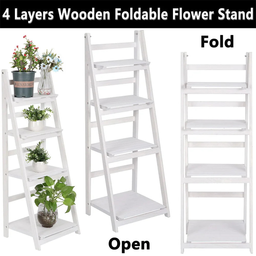 4 Tier Plant Stand Stand For Flowers Wooden Storage Shelf Flower Shelf Planter Rack Indoor Display Stand Multiple Flower Pot