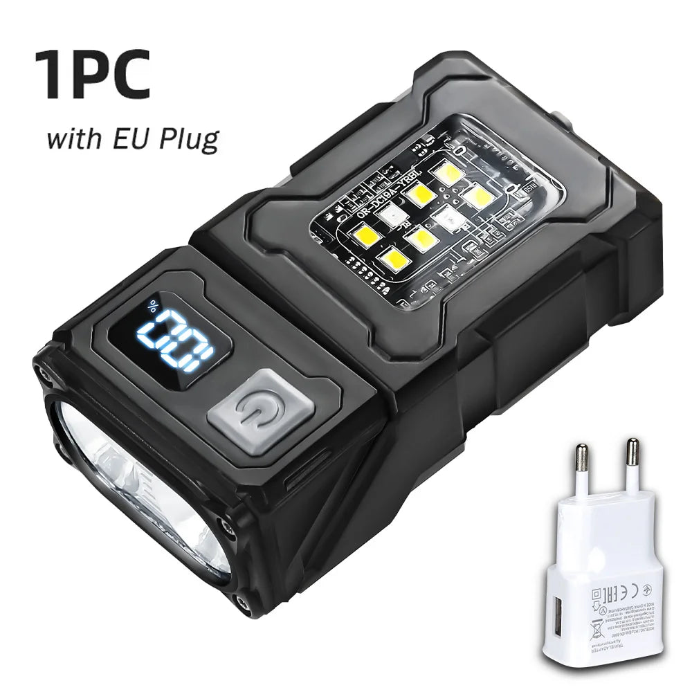 EDC LED Flashlight Rechargeable Magnetic ClipOn Handheld for Hiking